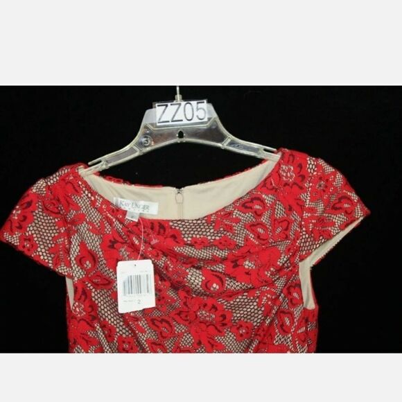 KAY UNGER NEW YORK RED LACE MIDI COCKTAIL DRESS SIZE 2 NWT - Picture 6 of 8